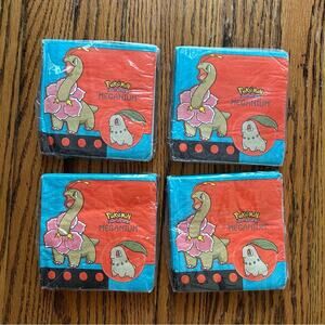 Vintage Pokémon Nintendo Meganium Beverage Party Napkins 2000 4 sealed packages